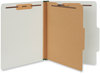 A Picture of product UNV-10252 Universal® Four-, Six- and Eight-Section Pressboard Classification Folders Four-Section 2" Expansion, 1 Divider, 4 Fasteners, Letter Size, Gray Exterior, 10/Box