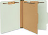 A Picture of product UNV-10253 Universal® Four-, Six- and Eight-Section Pressboard Classification Folders Four-Section 2" Expansion, 1 Divider, 4 Fasteners, Letter Size, Gray-Green, 10/Box