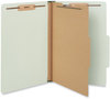 A Picture of product UNV-10261 Universal® Four-, Six- and Eight-Section Pressboard Classification Folders Four-Section 2" Expansion, 1 Divider, 4 Fasteners, Legal Size, Green Exterior, 10/Box