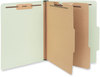 A Picture of product UNV-10271 Universal® Four-, Six- and Eight-Section Pressboard Classification Folders Six-Section 2" Expansion, 2 Dividers, 6 Fasteners, Letter Size, Green Exterior, 10/Box