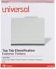 A Picture of product UNV-10272 Universal® Four-, Six- and Eight-Section Pressboard Classification Folders Six-Section 2" Expansion, 2 Dividers, 6 Fasteners, Letter Size, Gray Exterior, 10/Box