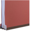 A Picture of product UNV-10280 Universal® Four-, Six- and Eight-Section Pressboard Classification Folders Six-Section 2" Expansion, 2 Dividers, 6 Fasteners, Legal Size, Red Exterior, 10/Box