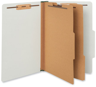 Universal® Four-, Six- and Eight-Section Pressboard Classification Folders Six-Section 2" Expansion, 2 Dividers, 6 Fasteners, Legal Size, Gray Exterior, 10/Box