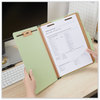 A Picture of product UNV-10291 Universal® Four-, Six- and Eight-Section Pressboard Classification Folders 3" Expansion, 3 Dividers, 8 Fasteners, Letter Size, Green Exterior, 10/Box