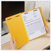 A Picture of product UNV-10304 Universal® Bright Colored Pressboard Classification Folders 2" Expansion, 2 Dividers, 6 Fasteners, Letter Size, Yellow Exterior, 10/Box