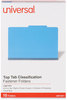 A Picture of product UNV-10311 Universal® Bright Colored Pressboard Classification Folders 2" Expansion, 2 Dividers, 6 Fasteners, Legal Size, Cobalt Blue, 10/Box