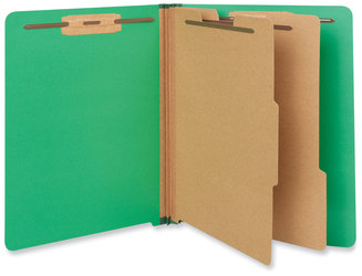 Universal® Deluxe Six-Section Colored Pressboard End Tab Classification Folders 2 Dividers, 6 Fasteners, Letter Size, Green, 10/Box