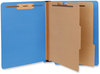 A Picture of product UNV-10318 Universal® Deluxe Six-Section Colored Pressboard End Tab Classification Folders 2 Dividers, 6 Fasteners, Letter Size, Cobalt Blue, 10/Box