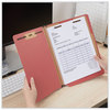 A Picture of product UNV-10320 Universal® Deluxe Six-Section Colored Pressboard End Tab Classification Folders 2 Dividers, 6 Fasteners, Letter Size, Bright Red, 10/Box