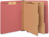 A Picture of product UNV-10320 Universal® Deluxe Six-Section Colored Pressboard End Tab Classification Folders 2 Dividers, 6 Fasteners, Letter Size, Bright Red, 10/Box