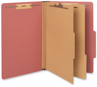 Universal® Six-Section Classification Folders Heavy-Duty Pressboard Cover, 2 Dividers, 6 Fasteners, Legal Size, Brick Red, 20/Box