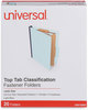 A Picture of product UNV-10404 Universal® Four-, Six- and Eight-Section Pressboard Classification Folders Four-Section 1.75" Expansion, 1 Divider, 4 Fasteners, Letter Size, Light Blue, 20/Box