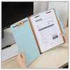 A Picture of product UNV-10405 Universal® Four-, Six- and Eight-Section Pressboard Classification Folders Six-Section 2.5" Expansion, 2 Dividers, 6 Fasteners, Letter Size, Light Blue, 20/Box