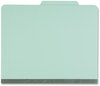 A Picture of product UNV-10407 Universal® Six-Section Classification Folders Heavy-Duty Pressboard Cover, 2 Dividers, 6 Fasteners, Letter Size, Light Green, 20/Box