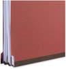 A Picture of product UNV-10408 Universal® Six-Section Classification Folders Heavy-Duty Pressboard Cover, 2 Dividers, 6 Fasteners, Letter Size, Brick Red, 20/Box