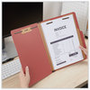 A Picture of product UNV-10408 Universal® Six-Section Classification Folders Heavy-Duty Pressboard Cover, 2 Dividers, 6 Fasteners, Letter Size, Brick Red, 20/Box