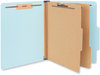 A Picture of product UNV-10409 Universal® Six-Section Classification Folders Heavy-Duty Pressboard Cover, 2 Dividers, 6 Fasteners, Letter Size, Light Blue, 20/Box