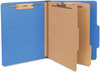 A Picture of product UNV-10410 Universal® Four-, Six- and Eight-Section Pressboard Classification Folders Six-Section 2.5" Expansion, 2 Dividers, 6 Fasteners, Letter Size, Blue, 10/Box