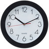 A Picture of product UNV-10421 Universal® Bold Round Wall Clock 9.75" Overall Diameter, Black Case, 1 AA (sold separately)