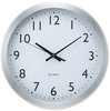 A Picture of product UNV-10425 Universal® Brushed Aluminum Wall Clock 12" Overall Diameter, Silver Case, 1 AA (sold separately)