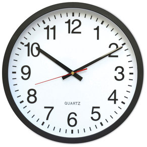 Universal® Classic Round Wall Clock 12.63" Overall Diameter, Black Case, 1 AA (sold separately)