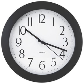 Universal® Whisper Quiet Clock 12" Overall Diameter, Black Case, 1 AA (sold separately)