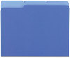 A Picture of product UNV-10501 Universal® Deluxe Colored Top Tab File Folders 1/3-Cut Tabs: Assorted, Letter Size, Blue/Light Blue, 100/Box