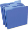 A Picture of product UNV-10501 Universal® Deluxe Colored Top Tab File Folders 1/3-Cut Tabs: Assorted, Letter Size, Blue/Light Blue, 100/Box