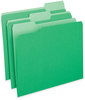 A Picture of product UNV-10502 Universal® Deluxe Colored Top Tab File Folders 1/3-Cut Tabs: Assorted, Letter Size, Green/Light Green, 100/Box