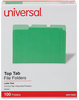 A Picture of product UNV-10502 Universal® Deluxe Colored Top Tab File Folders 1/3-Cut Tabs: Assorted, Letter Size, Green/Light Green, 100/Box