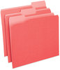 A Picture of product UNV-10503 Universal® Deluxe Colored Top Tab File Folders 1/3-Cut Tabs: Assorted, Letter Size, Red/Light Red, 100/Box