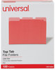 A Picture of product UNV-10503 Universal® Deluxe Colored Top Tab File Folders 1/3-Cut Tabs: Assorted, Letter Size, Red/Light Red, 100/Box