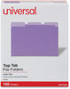 A Picture of product UNV-10505 Universal® Deluxe Colored Top Tab File Folders 1/3-Cut Tabs: Assorted, Letter Size, Violet/Light Violet, 100/Box