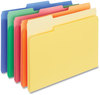 A Picture of product UNV-10506 Universal® Deluxe Colored Top Tab File Folders 1/3-Cut Tabs: Assorted, Letter Size, Colors, 100/Box