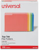 A Picture of product UNV-10506 Universal® Deluxe Colored Top Tab File Folders 1/3-Cut Tabs: Assorted, Letter Size, Colors, 100/Box