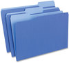 A Picture of product UNV-10521 Universal® Deluxe Colored Top Tab File Folders 1/3-Cut Tabs: Assorted, Legal Size, Blue/Light Blue, 100/Box