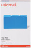 A Picture of product UNV-10521 Universal® Deluxe Colored Top Tab File Folders 1/3-Cut Tabs: Assorted, Legal Size, Blue/Light Blue, 100/Box