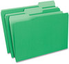 A Picture of product UNV-10522 Universal® Deluxe Colored Top Tab File Folders 1/3-Cut Tabs: Assorted, Legal Size, Bright Green/Light Green, 100/Box