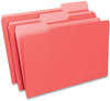 A Picture of product UNV-10523 Universal® Deluxe Colored Top Tab File Folders 1/3-Cut Tabs: Assorted, Legal Size, Red/Light Red, 100/Box