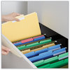 A Picture of product UNV-10524 Universal® Deluxe Colored Top Tab File Folders 1/3-Cut Tabs: Assorted, Legal Size, Yellow/Light Yellow, 100/Box