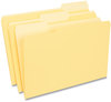 A Picture of product UNV-10524 Universal® Deluxe Colored Top Tab File Folders 1/3-Cut Tabs: Assorted, Legal Size, Yellow/Light Yellow, 100/Box