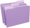 A Picture of product UNV-10525 Universal® Deluxe Colored Top Tab File Folders 1/3-Cut Tabs: Assorted, Legal Size, Violet/Light Violet, 100/Box