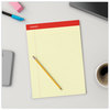 A Picture of product UNV-10630 Universal® Perforated Ruled Writing Pads Wide/Legal Rule, Red Headband, 50 Canary-Yellow 8.5 x 11.75 Sheets, Dozen