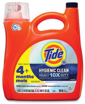 Tide® Hygienic Clean Heavy 10x Duty Liquid Laundry Detergent Original Scent, 146 oz Pour Bottle, 4/Carton