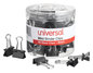 A Picture of product UNV-11060 Universal® Binder Clips with Storage Tub, Mini, Black/Silver, 60/Pack