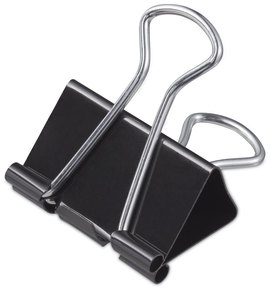 Universal® Binder Clips with Storage Tub, Medium, Black/Silver, 24/Pack