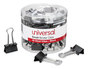A Picture of product UNV-11140 Universal® Binder Clips with Storage Tub, Small, Black/Silver, 40/Pack