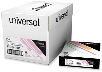 Universal® Deluxe Colored Paper 20 lb Bond Weight, 8.5 x 11, Pink, 500/Ream