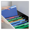 A Picture of product UNV-12301 Universal® Interior File Folders 1/3-Cut Tabs: Assorted, Letter Size, 11-pt Stock, Blue, 100/Box