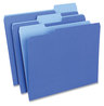 A Picture of product UNV-12301 Universal® Interior File Folders 1/3-Cut Tabs: Assorted, Letter Size, 11-pt Stock, Blue, 100/Box